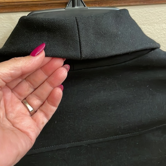 BANANA REPUBLIC cowl neck ponte stretch BELTED DRESS cap sleeve BLACK pleat XS - Picture 8 of 12